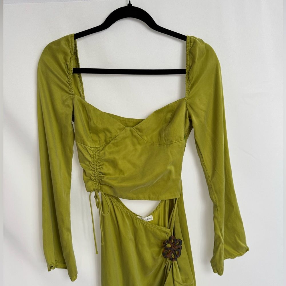 For Love & Lemons Allie Midi Dress in Green Sz Small - Picture 4 of 12